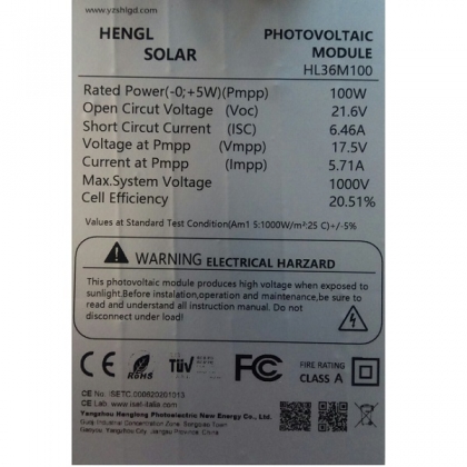 Сонячна панель 100 W  МОНО     (AS110M) SOLAR energy МОНО